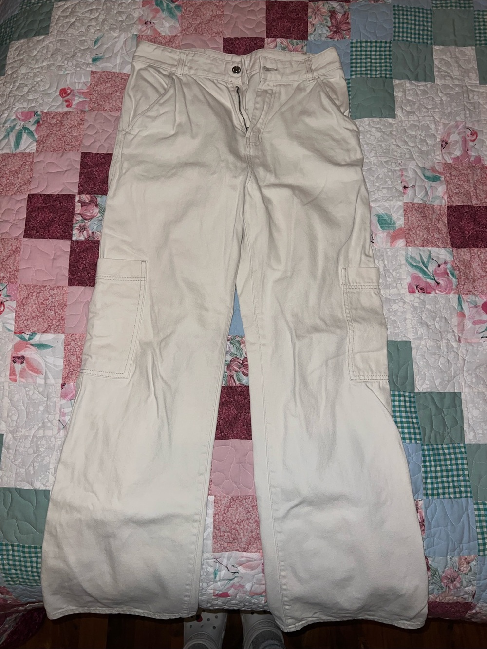 H&M Cream Cargo Pants with Side Pockets